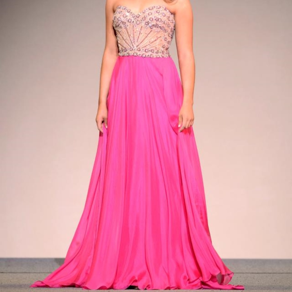 Custom Sherri Hill Rhinestone Pink Silk Gown